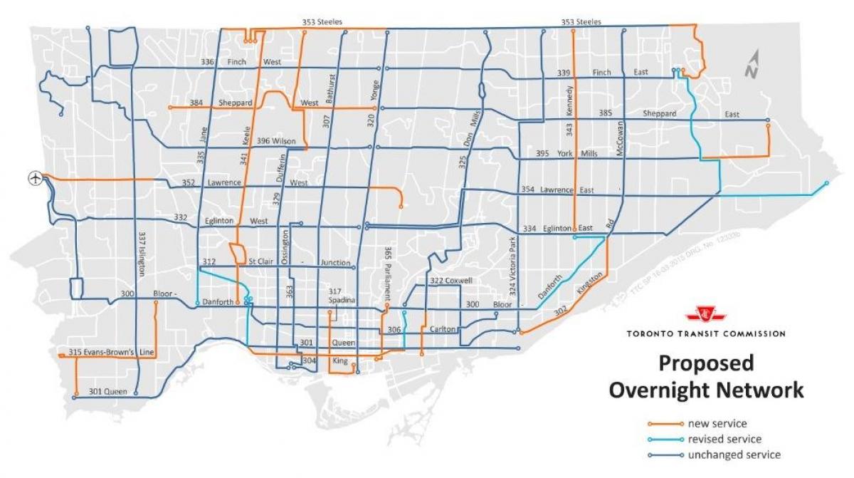 Térkép TTC egyik napról a másikra hálózati Toronto