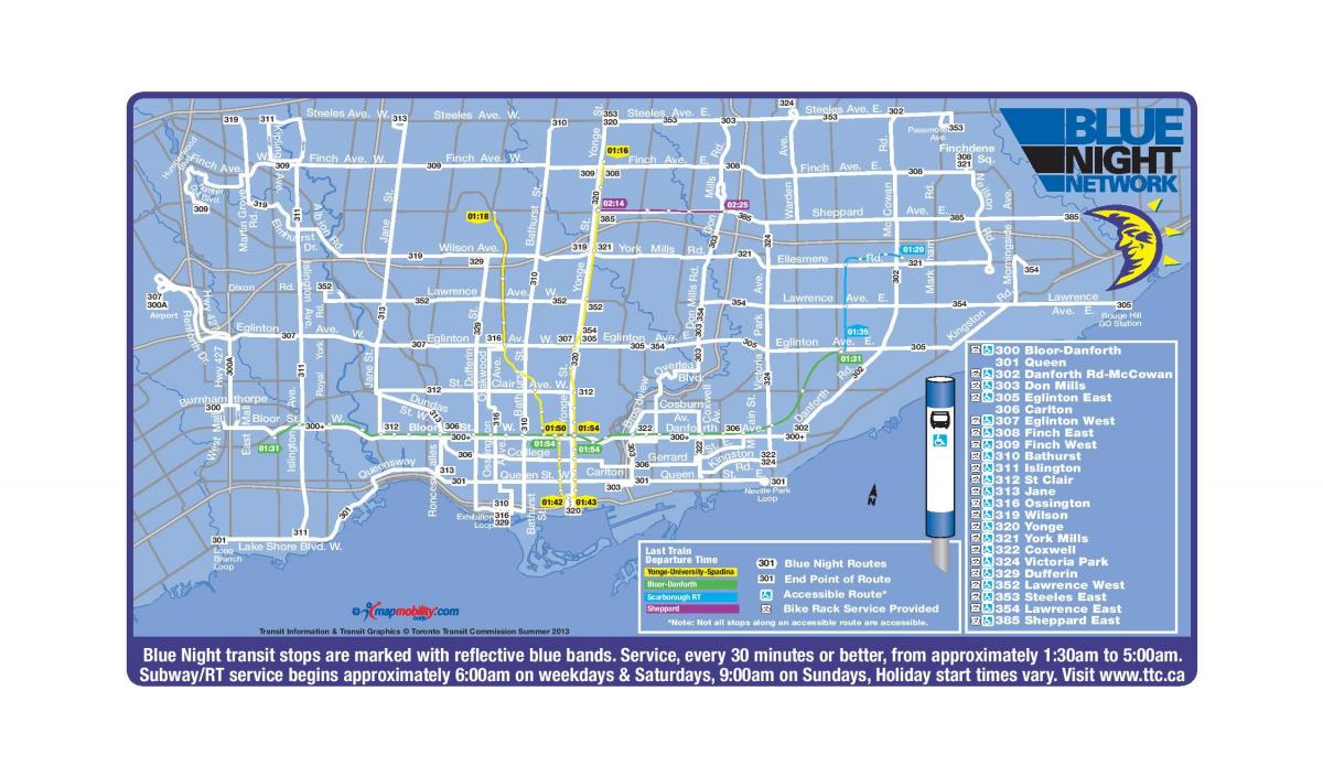 Térkép TTC kék este hálózat