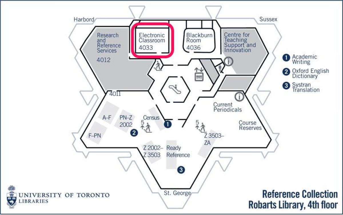 Térkép university of Toronto Robarts könyvtár az elektronikus osztálytermi