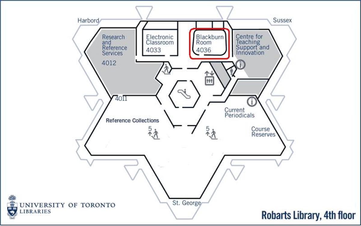 Térkép university of Toronto Robarts könyvtár blackburn szoba