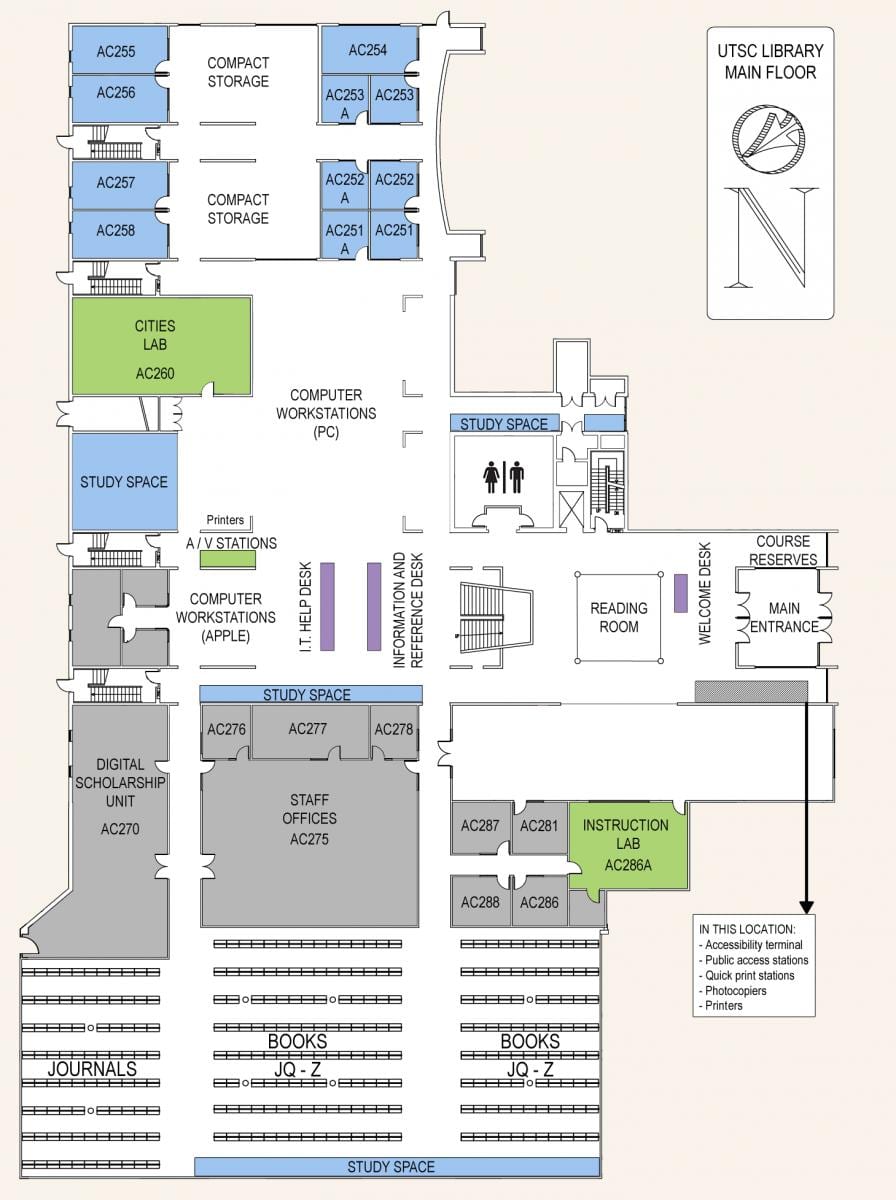 Térkép university of Toronto Scarborough egyetemi könyvtár, földszint