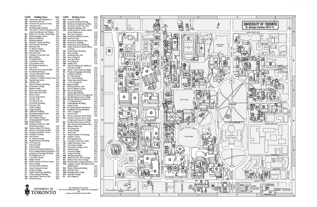 Térkép university of Toronto St Georges egyetemen