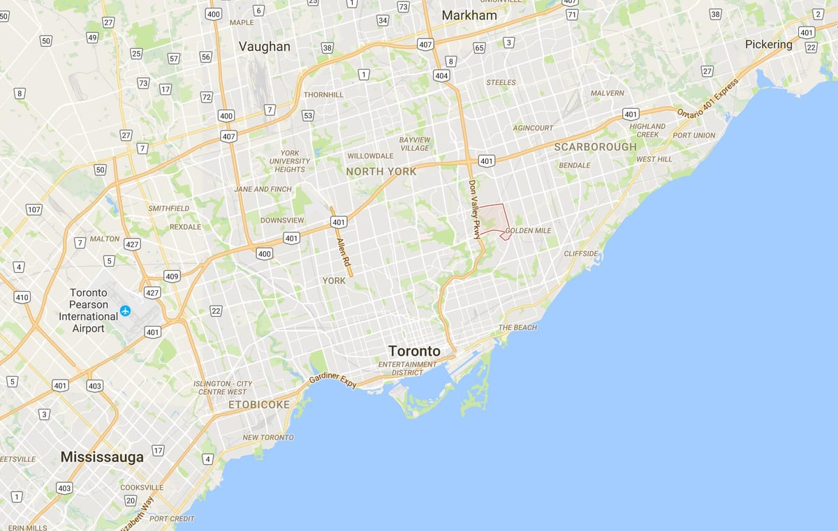 Térkép Victoria Falu kerületi Toronto