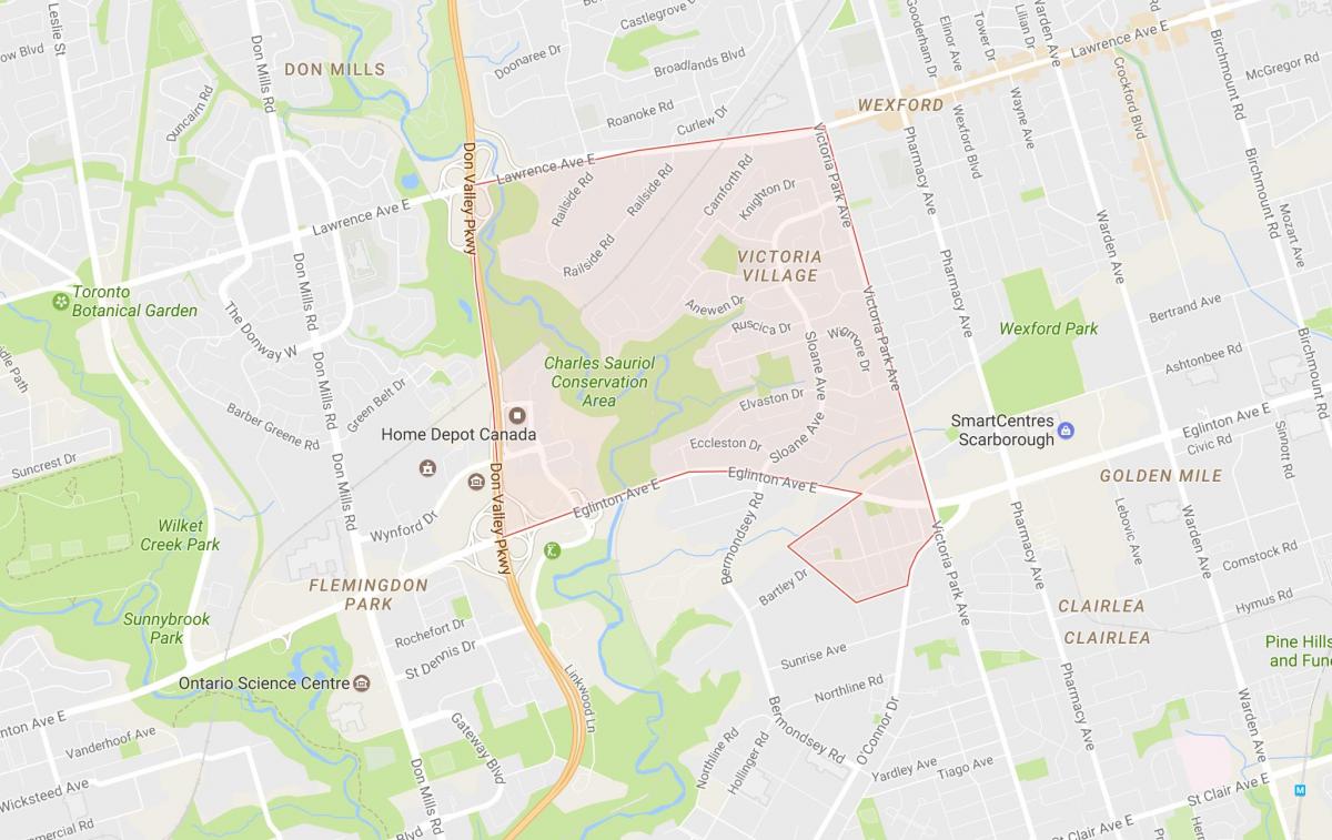 Térkép Victoria Falu szomszédságában Toronto