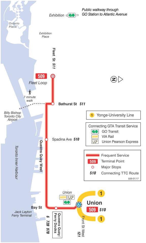 Térkép villamos vonal 509 Harbourfront