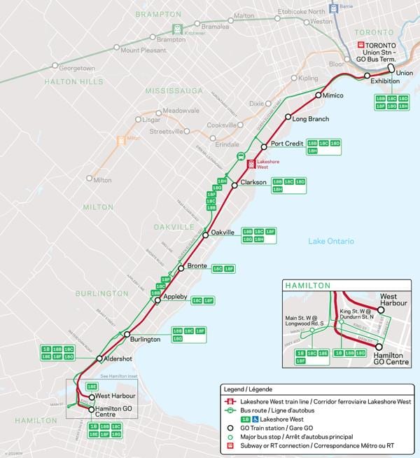 Térkép vonal Lakeshore Nyugatnak Árutovábbítási