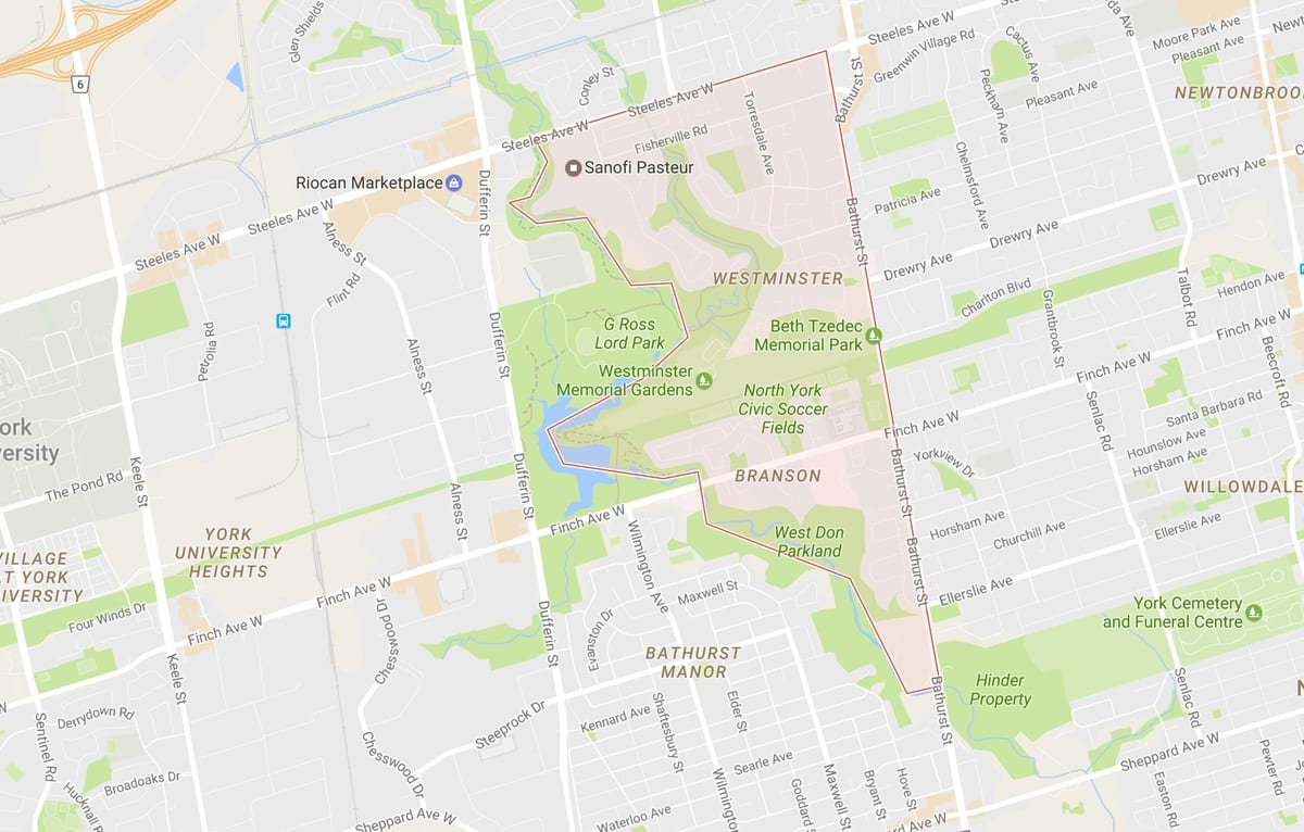Térkép Westminster–Branson a környék Toronto