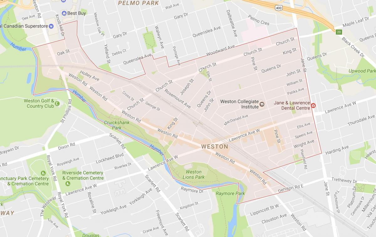 Térkép Weston környéken Toronto