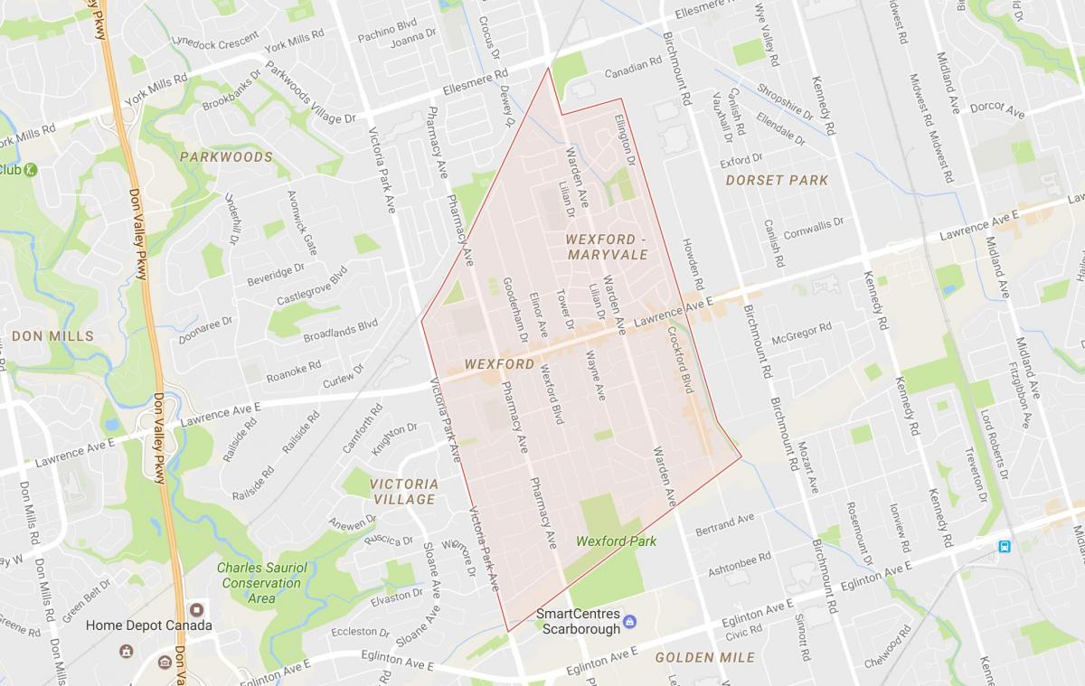 Térkép Wexford környéken Toronto