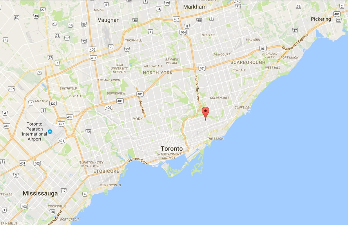 Térkép Woodbine Heightsdistrict Toronto