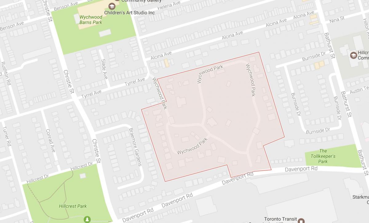 Térkép Wychwood Park szomszédságában, Toronto