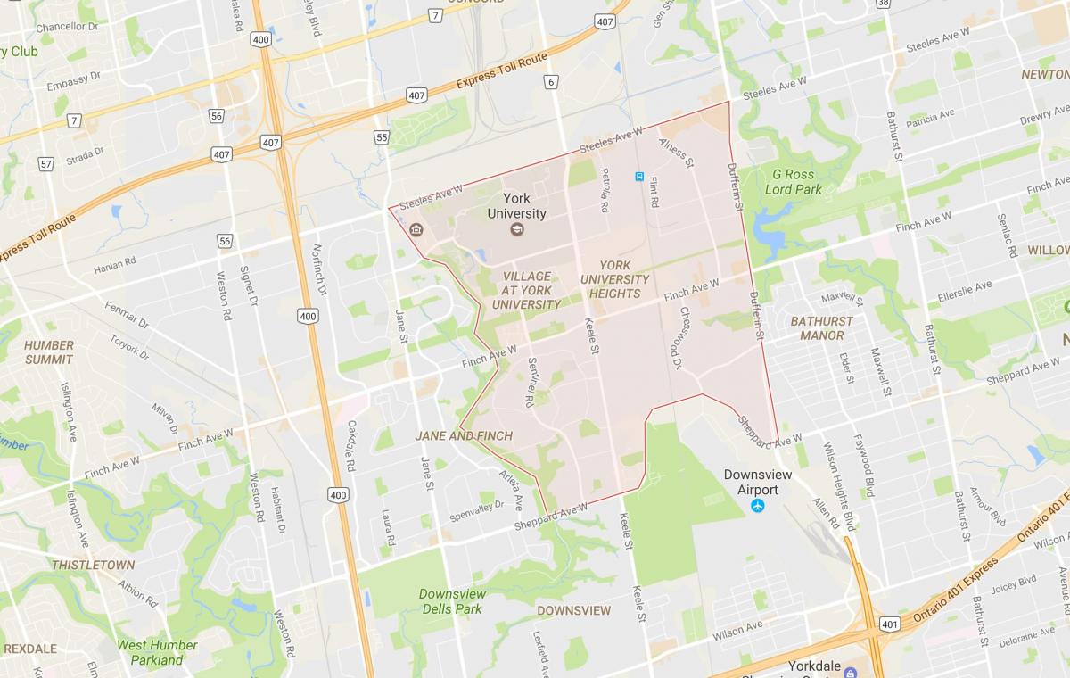 Térkép York-i Egyetem Heights környéken Toronto