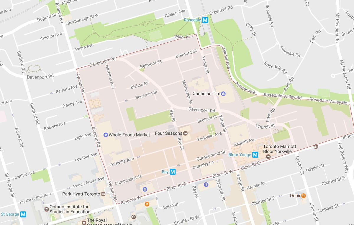 Térkép Yorkville környéken Toronto