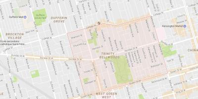 Térkép Szentháromság–Bellwoods környéken Toronto