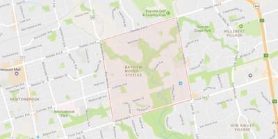 Térkép Bayview Erdőben – Steele környéken Toronto