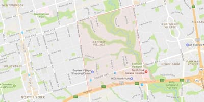Térkép Bayview Falu szomszédságában Toronto