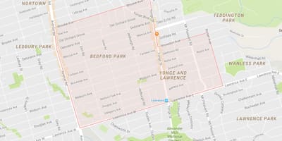 Térkép Bedford Park szomszédságában, Toronto