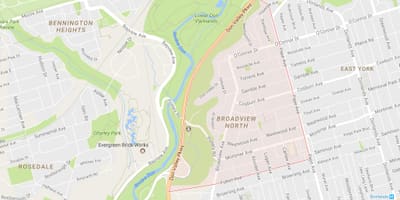 Térkép Broadview Északi szomszédságában Toronto