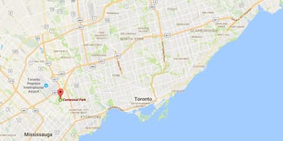 Térkép Centennial Park Toronto kerület