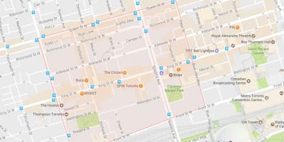 Térkép Divat Kerület szomszédságában, Toronto