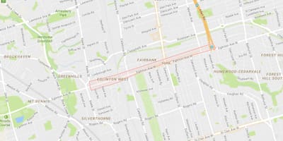 Térkép Eglinton Nyugati szomszédságában Toronto