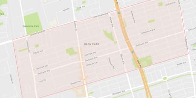 Térkép Glen Park szomszédságában, Toronto