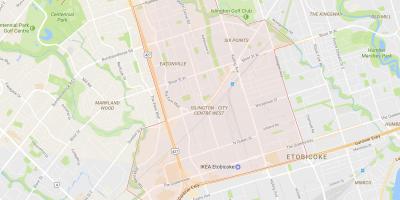 Térkép Islington-városközpont Nyugati szomszédságában Toronto