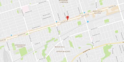 Térkép Keleti Danforth környéken Toronto