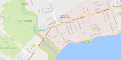 Térkép Long Branch környéken Toronto