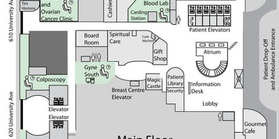 Térkép Margaret Hercegnő Cancer Centre Toronto földszint