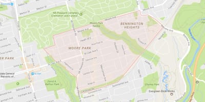 Térkép Moore Park szomszédságában, Toronto