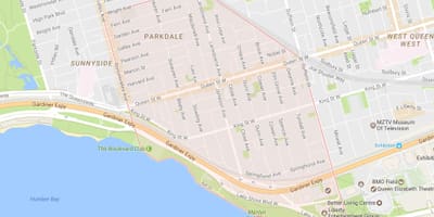 Térkép Parkdale környéken Toronto