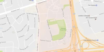 Térkép Parkway Erdő szomszédságában Toronto