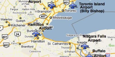 Térkép Repülőterek közelében Toronto