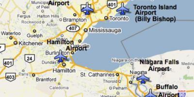 Térkép Repülőterek közelében Toronto