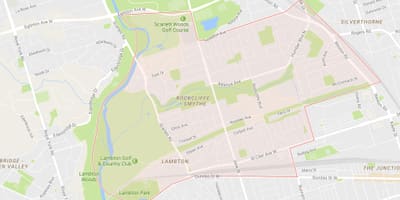 Térkép Rockcliffe–Smythe környéken Toronto