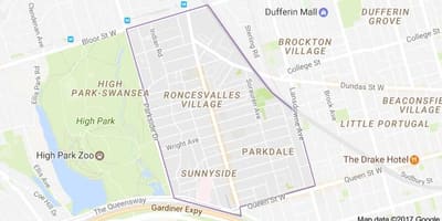 Térkép Roncesvalles falu Toronto