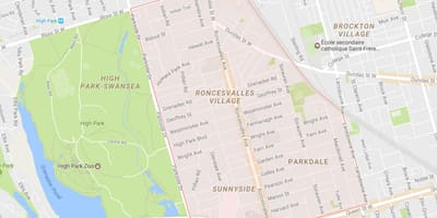 Térkép Roncesvalles környéken Toronto