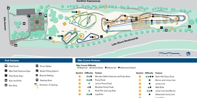 Térkép Sunnyside Bike Park Toronto