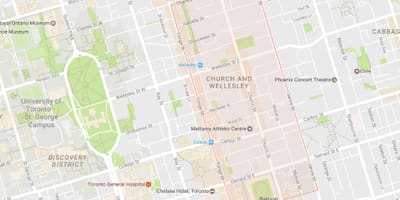 Térkép Egyház Wellesley környéken Toronto