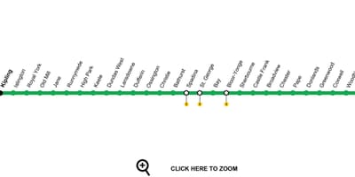 Térkép Toronto metró 2-es vonal Bloor-Danforth