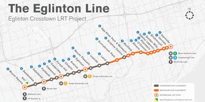 Térkép Toronto metró Eglinton vonal projekt