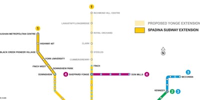 Térkép Toronto metró meghosszabbítása