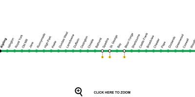 Térkép Toronto metró 2-es vonal Bloor-Danforth
