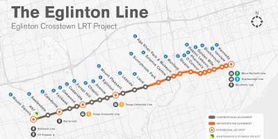 Térkép Toronto metró Eglinton vonal projekt