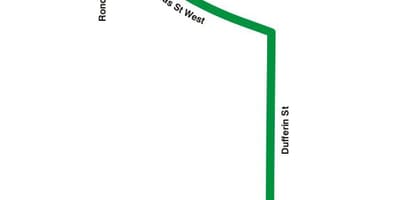 Térkép TTC 193 Kiállítás Rakéta busz útvonal Toronto