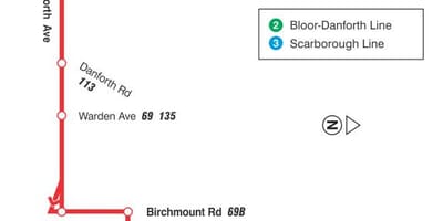 Térkép TTC 20 Cliffside busz útvonal Toronto