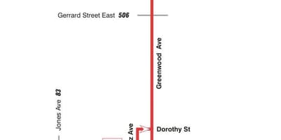 Térkép TTC 31 Greenwood busz útvonal Toronto