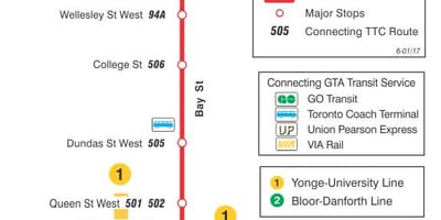 Térkép TTC 6 Bay busz útvonal Toronto
