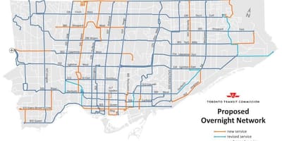 Térkép TTC egyik napról a másikra hálózati Toronto